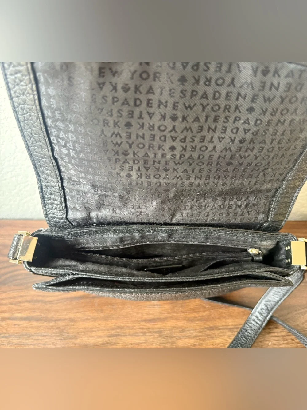 Vintage Kate Spade Black Pebbled Leather Crossbody Bag